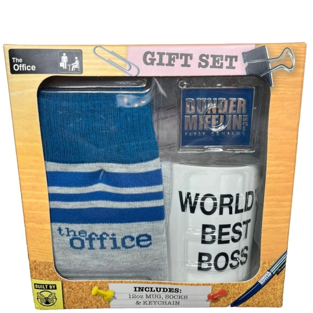The Office World's Best Boss Mug Socis Key Chain Set. NIB Amd Sealed.